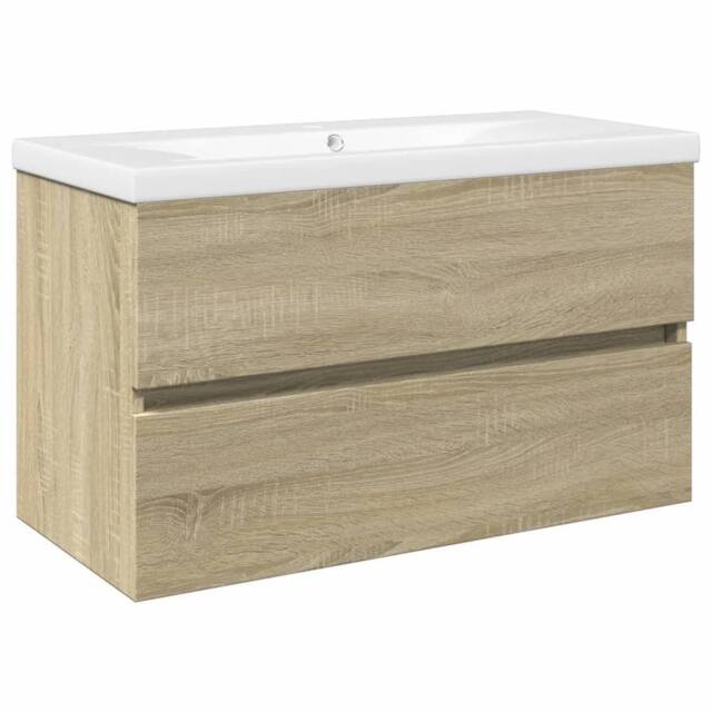 Berkfield Home 2 Piece Bathroom Furniture Set Ceramic & Engineered Wood in Light Tan - image 1