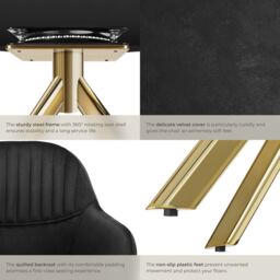 tectake Armchair Lona Set Of 2 - Black/Gold in Black - Size: 2 Pack - thumbnail 5