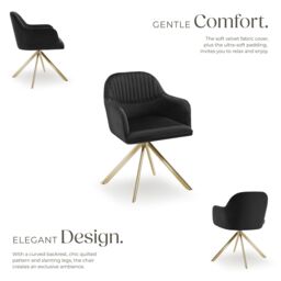 tectake Armchair Lona Set Of 2 - Black/Gold in Black - Size: 2 Pack - thumbnail 3