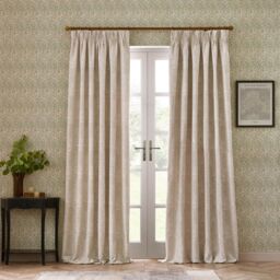 Morris & Co Marigold Jacquard Floral Room Darkening Pencil Pleat Curtains in Stone - Size: 229 cm width x 183 cm drop - thumbnail 6