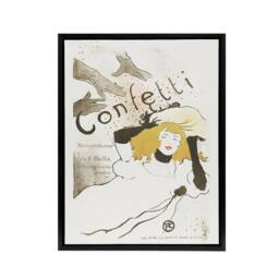 "Artery8 Confetti Vintage French Advert Framed Canvas Wall Art Print Lautrec in White - Size: W12"" x H16""" - thumbnail 1