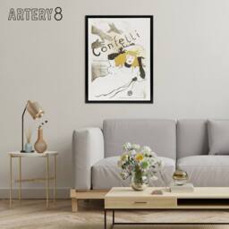 "Artery8 Confetti Vintage French Advert Framed Canvas Wall Art Print Lautrec in White - Size: W12"" x H16""" - thumbnail 3