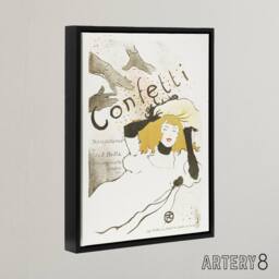 "Artery8 Confetti Vintage French Advert Framed Canvas Wall Art Print Lautrec in White - Size: W12"" x H16""" - thumbnail 2