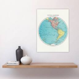 "Artery8 Western Hemisphere 1908 Map Rand McNally Vintage Wall Art Print Poster in White - Size: W18"" x H24""" - thumbnail 4
