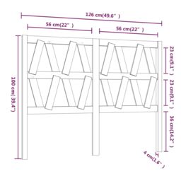 Berkfield Home Bed Headboard 126x4x100 cm Solid Wood Pine in Brown - Size: 126 x 4 x 100 cm - thumbnail 6