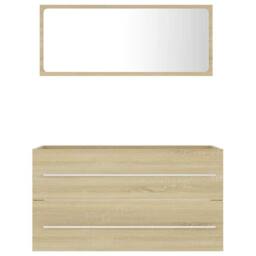 Berkfield Home 2 Piece Bathroom Furniture Set Sonoma Oak Engineered Wood in Light Oak - thumbnail 4