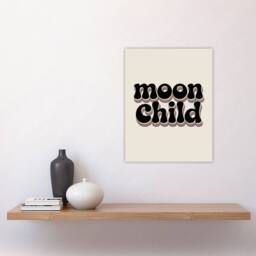 "Artery8 Moon Child Retro Rainbow Font Typography Wall Art Print in Beige - Size: W12"" x H16""" - thumbnail 4