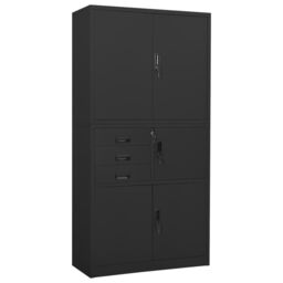 Berkfield Home Office Cabinet Anthracite 90x40x180 cm Steel in Black - Size: 90 x 40 x 180 cm - thumbnail 1