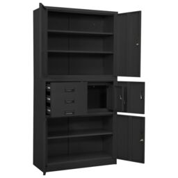 Berkfield Home Office Cabinet Anthracite 90x40x180 cm Steel in Black - Size: 90 x 40 x 180 cm - thumbnail 5