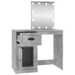 Berkfield Home White Dressing Table with LED Concrete Grey 90x50x132.5 cm Engine - thumbnail 7