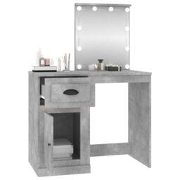 Berkfield Home White Dressing Table with LED Concrete Grey 90x50x132.5 cm Engine - thumbnail 5