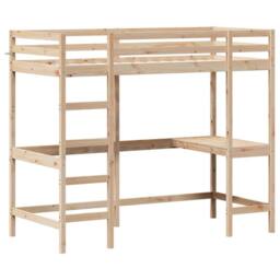 Berkfield Home Loft Bed without Mattress 90x190 cm Single Solid Wood Pine in Light Tan - thumbnail 1