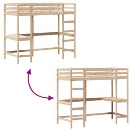 Berkfield Home Loft Bed without Mattress 90x190 cm Single Solid Wood Pine in Light Tan - thumbnail 7