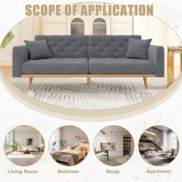 Direct Wicker Modern Velvet Fabric 2-seater Sofa with 3-speed Adjustable Backrest in Dark Grey - Size: 2 Seater - thumbnail 7