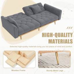 Direct Wicker Modern Velvet Fabric 2-seater Sofa with 3-speed Adjustable Backrest in Dark Grey - Size: 2 Seater - thumbnail 5