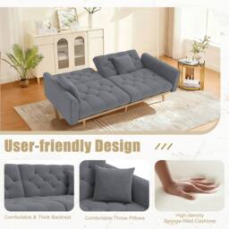 Direct Wicker Modern Velvet Fabric 2-seater Sofa with 3-speed Adjustable Backrest in Dark Grey - Size: 2 Seater - thumbnail 4