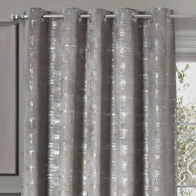 Intimates Warwick Readymade Eyelet Curtains in Silver - Size: 168 cm width x 183 cm drop - image 1