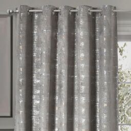 Intimates Warwick Readymade Eyelet Curtains in Silver - Size: 168 cm width x 183 cm drop - thumbnail 1