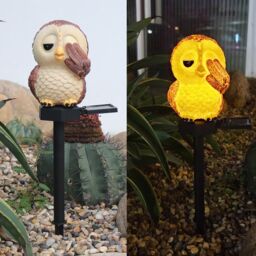 Leaper Blindfolding Owl LED Solar Outdoor Landscape Garden Decoration Light in White - thumbnail 3