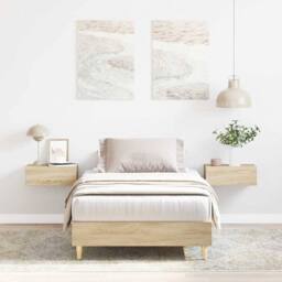 Berkfield Home Bed Frame No Mattress Sonoma Oak 75x190 cm Small Single Wood in Light Brown - thumbnail 2
