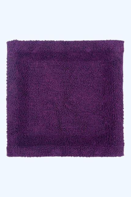 Homescapes Luxury Square Bath Mat 1600GSM 100% Cotton Reversible Shower Mat, 50cm in Purple - image 1