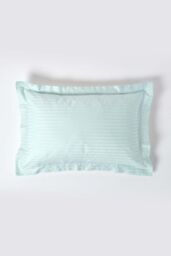 Homescapes Egyptian Cotton Satin Stripe Oxford Pillowcase 330 TC in Blue - thumbnail 1