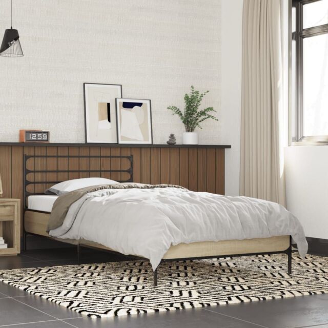 Berkfield Home Bed Frame without Mattress Sonoma Oak 75x190 cm Small Single in Brown - image 1
