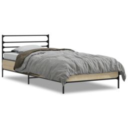Berkfield Home Bed Frame without Mattress Sonoma Oak 75x190 cm Small Single in Brown - thumbnail 2