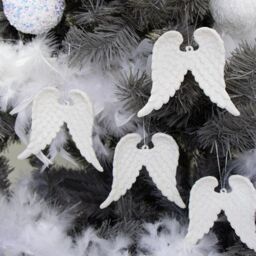 Melody Maison Set Of 4 White Glitter Angel Wings - 12cm - thumbnail 6