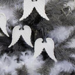 Melody Maison Set Of 4 White Glitter Angel Wings - 12cm - thumbnail 5