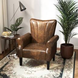 STILVORA Armchair with Wooden Frame Brown - thumbnail 3