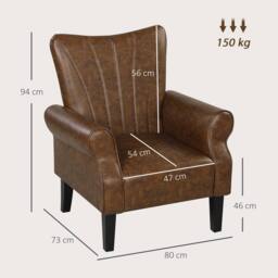 STILVORA Armchair with Wooden Frame Brown - thumbnail 4