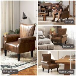 STILVORA Armchair with Wooden Frame Brown - thumbnail 8