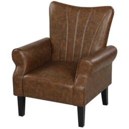 STILVORA Armchair with Wooden Frame Brown - thumbnail 5