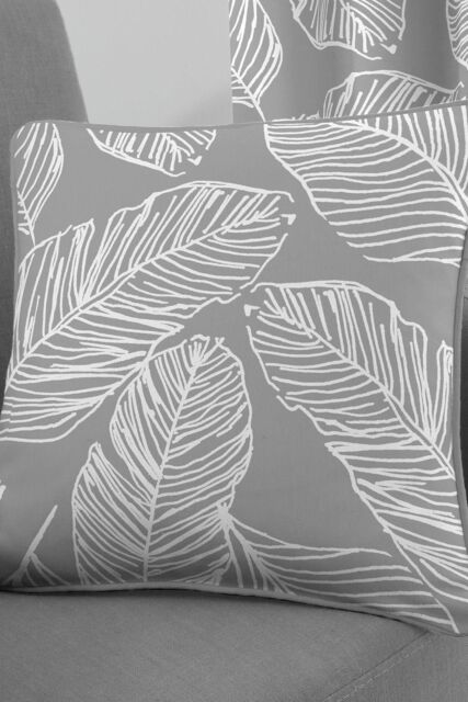Fusion 'Matteo' Hand Drawn Leaf Print Filled Cushion 100% Cotton in Grey - Size: 43 cm x 43 cm - image 1
