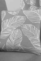 Fusion 'Matteo' Hand Drawn Leaf Print Filled Cushion 100% Cotton in Grey - Size: 43 cm x 43 cm - thumbnail 1