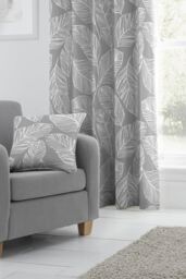 Fusion 'Matteo' Hand Drawn Leaf Print Filled Cushion 100% Cotton in Grey - Size: 43 cm x 43 cm - thumbnail 2