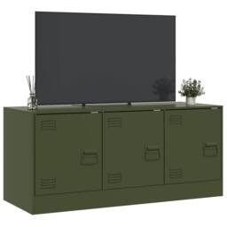 Berkfield Home TV Cabinet Olive Green 99x39x44 cm Steel - Size: 99 x 39 x 44 cm - thumbnail 5