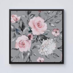 Warren Reed - Designer Dusty Pink Roses Framed Canvas in Black - Size: w10 inch x h10 inch - thumbnail 1