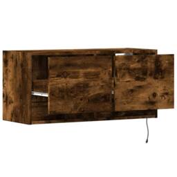 Berkfield Home TV Wall Cabinet with LED Lights Smoked Oak 80x31x35 cm in Brown - Size: 80 x 31 x 35 cm - thumbnail 9