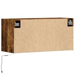 Berkfield Home TV Wall Cabinet with LED Lights Smoked Oak 80x31x35 cm in Brown - Size: 80 x 31 x 35 cm - thumbnail 8