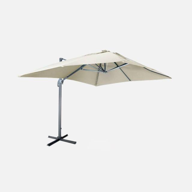 sweeek 3x4m Premium Rectangular Cantilever Parasol With Integrated Led Lights in Beige - image 1