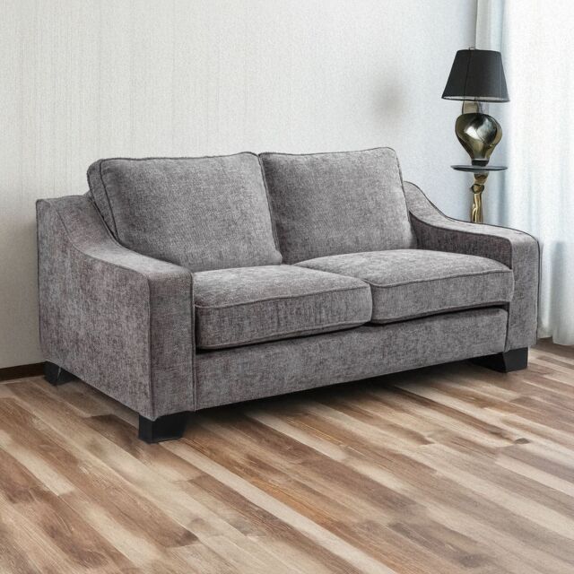 Furnishings For Less UK Neberaska Modern Slate Grey 3 Seater Sofa Chenille Fabric - image 1