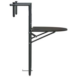 Berkfield Home Hanging Balcony Table Brown 60x64x83.5 cm Plastic Rattan Look in Dark Grey