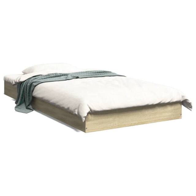 Berkfield Home Bed Frame without Mattress Sonoma Oak 100x200 cm Engineered Wood in Light Brown - image 1