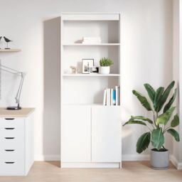 Berkfield Home Highboard White 70x35x180 cm Engineered Wood - Size: 70 x 35 x 180 cm - thumbnail 3