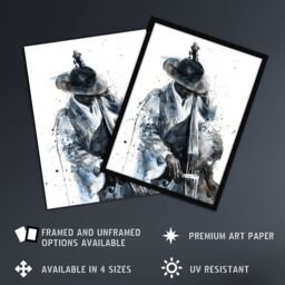 "Artery8 Jazz Music Double Bass Player Watercolour Wall Art Print in Grey - Size: W24"" x H32""" - thumbnail 2