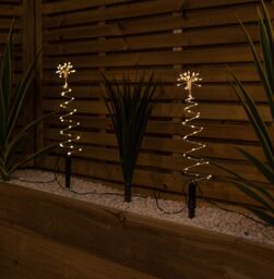 Samuel Alexander 30cm Set of 4 Light up Silver Christmas Tree Garden Path Lights with 200 Warm White LEDs - thumbnail 4