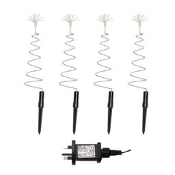 Samuel Alexander 30cm Set of 4 Light up Silver Christmas Tree Garden Path Lights with 200 Warm White LEDs - thumbnail 9