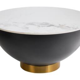 Wyld and Coco Round Coffee Table 74 cm Sintered Stone Top Black Powder Coat Metal - thumbnail 2